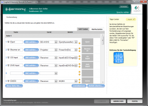 Logitech Harmony Software Tastenbelegung