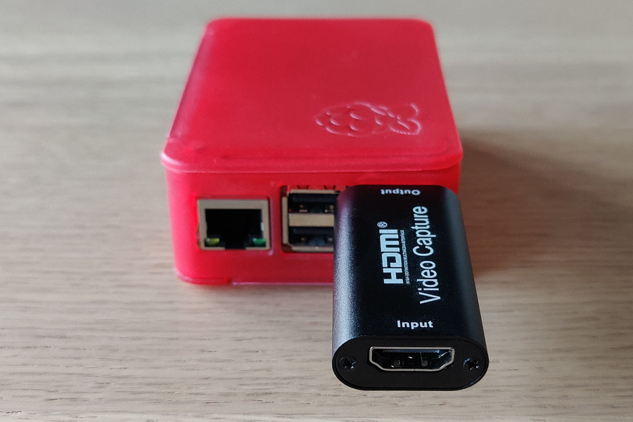 Raspberry Pi mit per USB angeschlossener HDMI Video Capture Card