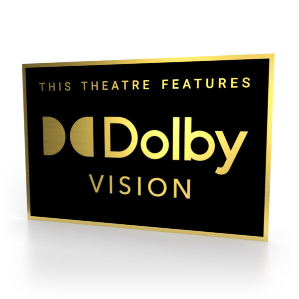 Schild in Schwarz-Gold mit dem Dolby Vision Logo