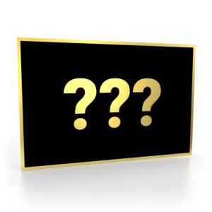 Schild in Schwarz-Gold mit noch nicht vorhandenem Logo