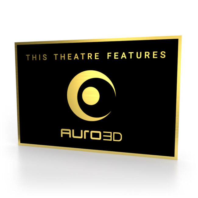 Schild in Schwarz-Gold mit dem Auro-3D Logo