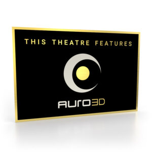Schild in Schwarz-Gold und Weiß mit dem Auro-3D Logo