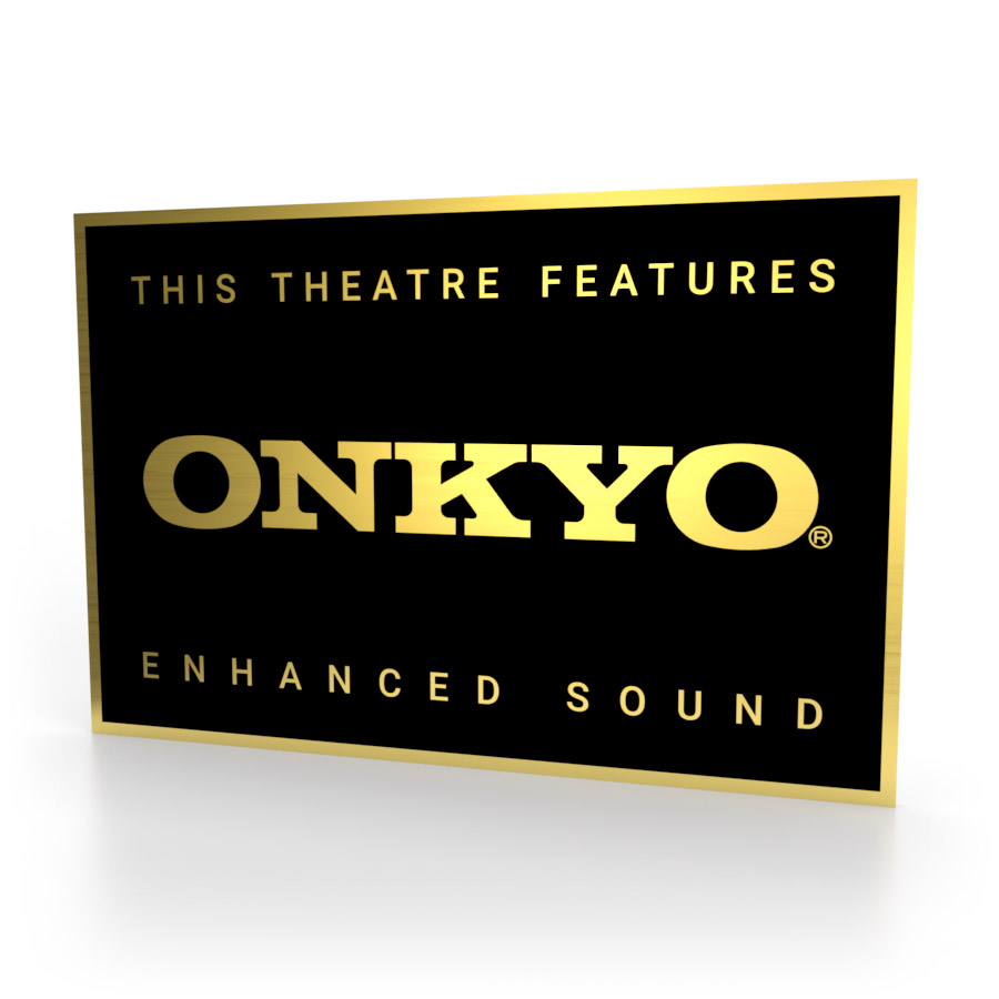 Schild in Schwarz-Gold mit dem Onkyo Logo