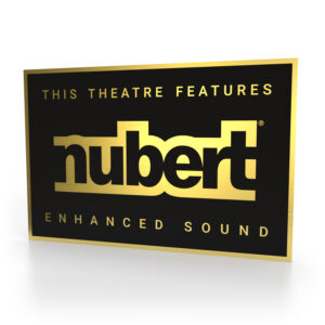 Schild in Schwarz-Gold mit dem Nubert Logo